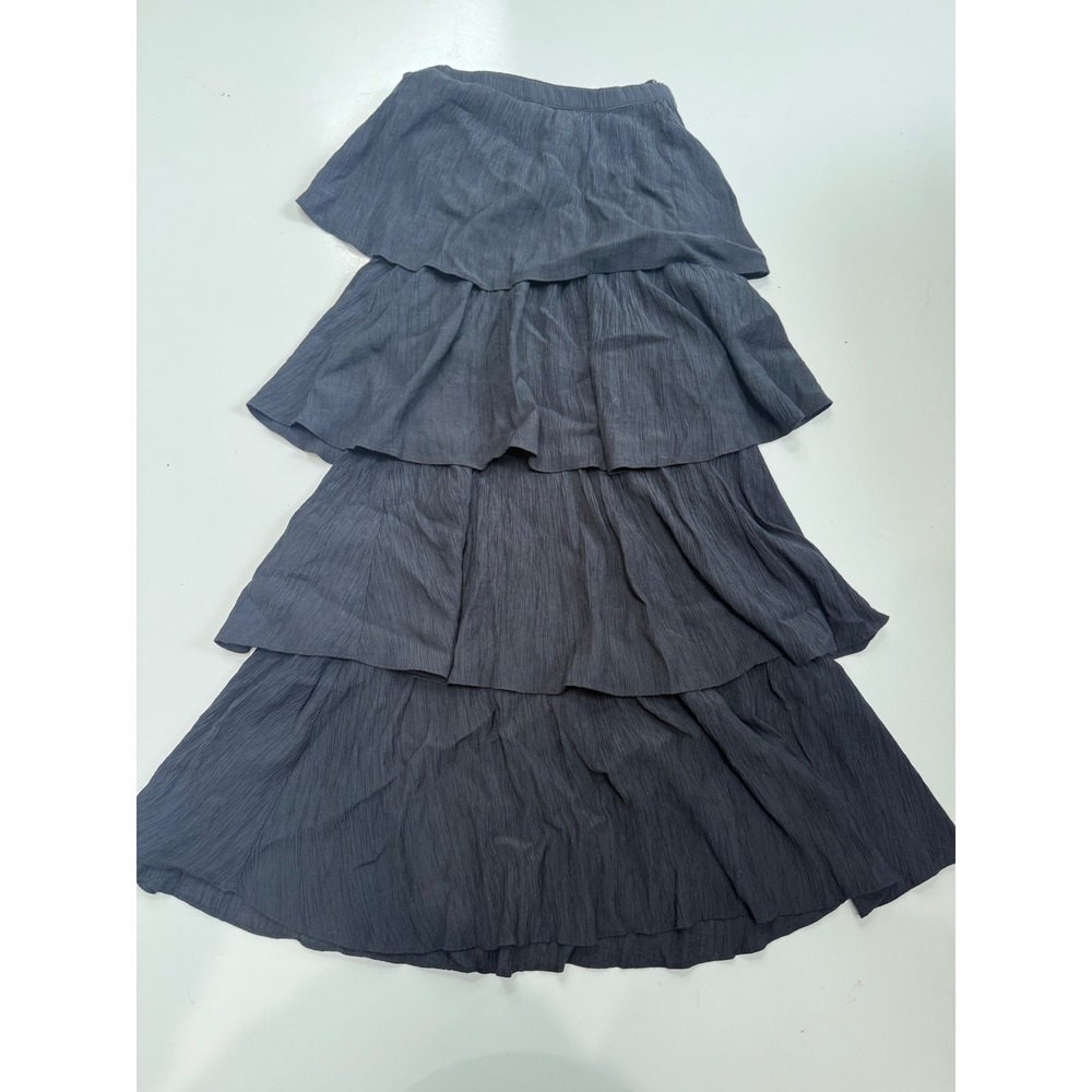 Abercrombie & Fitch Black Tiered Maxi Skirt Crinkle Gauze Boho Ruffle XS